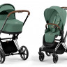 Коляска 3 в 1 Cybex Priam IV Chrome Brown complete и автокресло Cloud T i-Size Sepia Black Plus Leaf Green