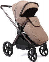 Детская коляска Peppy Soho 4 в 1 с автокреслом Welldon Crown 2 Grey и базой Sand (песочный) рама шоколад