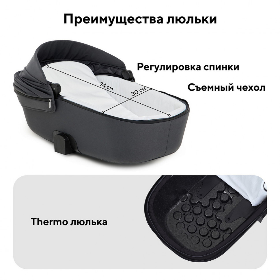 Детская коляска Rant Teo Soft 3 в 1 с автокреслом Carry Pro Black Graphite
