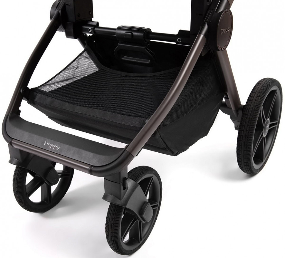 Детская коляска Peppy Monaco Thermo 3 в 1 с автокреслом Jet Brown Mocca (кофе), рама серо-коричневая