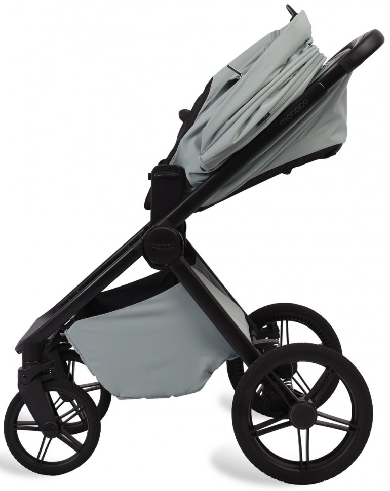 Детская коляска Peppy Monaco Plus 4 в 1 с автокреслом Verona Beige и базой Mint (мятный), рама черная