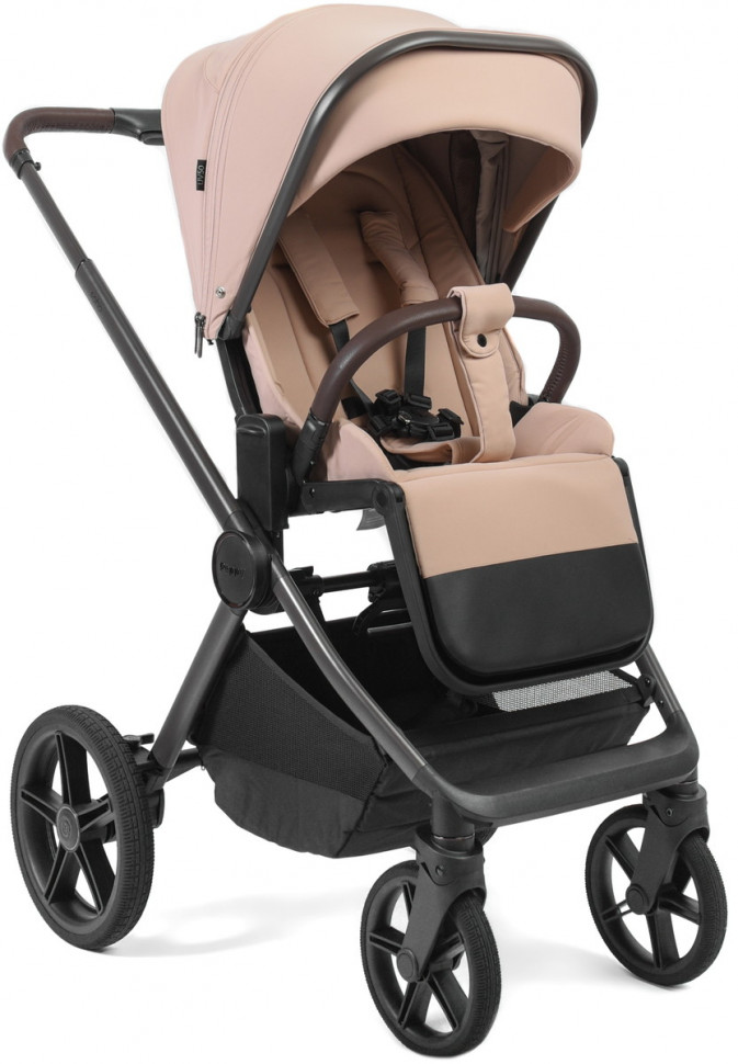 Детская коляска Peppy Soho 3 в 1 с автокреслом Verona Brown Rose (пыльная роза), рама серо-бежевый