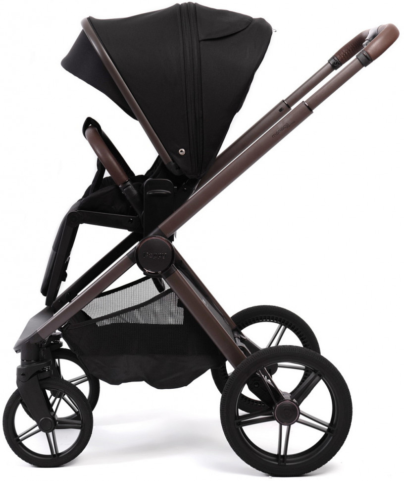 Детская коляска Peppy Soho 4 в 1 с автокреслом Verona Beige и базой Black (черный) рама шоколад