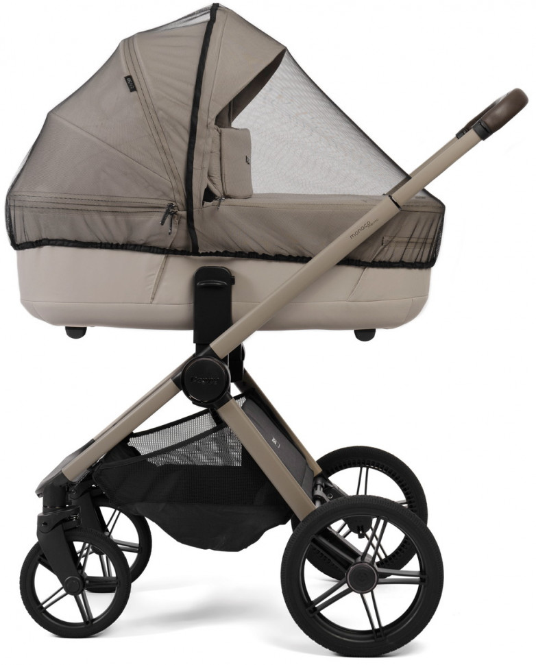 Детская коляска Peppy Monaco Thermo 4 в 1 с автокреслом Verona Beige и базой Latte (бежевый), рама бежевая