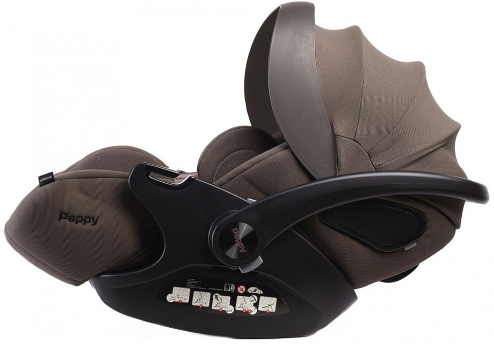 Детская коляска Peppy Monaco Plus 3 в 1 с автокреслом Verona Brown Burgundy (винный), рама коричневая