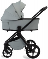 Детская коляска Peppy Monaco Plus 4 в 1 с автокреслом Welldon Crown 2 Grey и базой Mint (мятный), рама черная