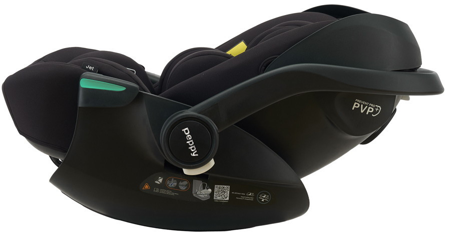 Детская коляска Peppy Monaco Thermo 3 в 1 с автокреслом Jet Black Green (зеленый), рама серо-коричневая