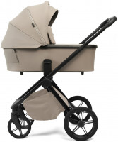 Детская коляска Peppy Monaco Plus 4 в 1 с автокреслом Jovikids Aria Black и базой Sandstone (песочный), рама черная
