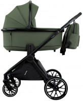 Детская коляска Pituso Mayla Plus 3 в 1 с автокреслом Baesa Black Deep Green/Black