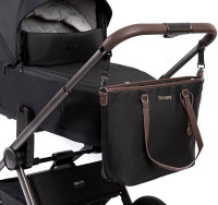 Детская коляска Peppy Monaco Thermo 2 в 1 Black (черный), рама серо-коричневая