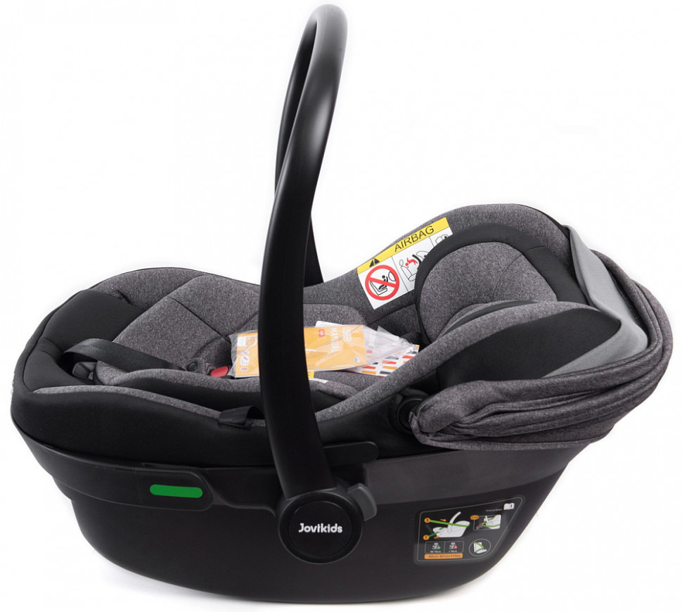 Детская коляска Peppy Soho 4 в 1 с автокреслом Jovikids Aria Black и базой Black (черный) рама шоколад