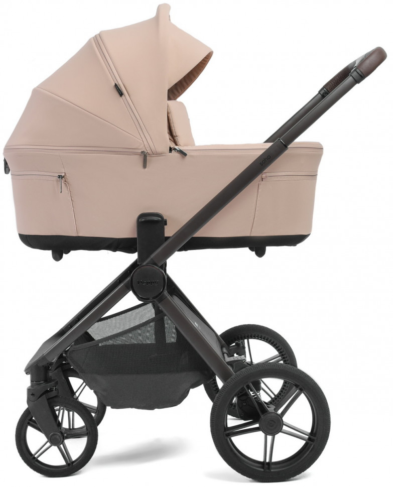 Детская коляска Peppy Soho 3 в 1 с автокреслом Welldon Crown 2 Grey Rose (пыльная роза), рама серо-бежевый