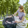 Детская коляска Peppy Soho 4 в 1 с автокреслом Jovikids Aria Black и базой Rose (пыльная роза), рама серо-бежевый