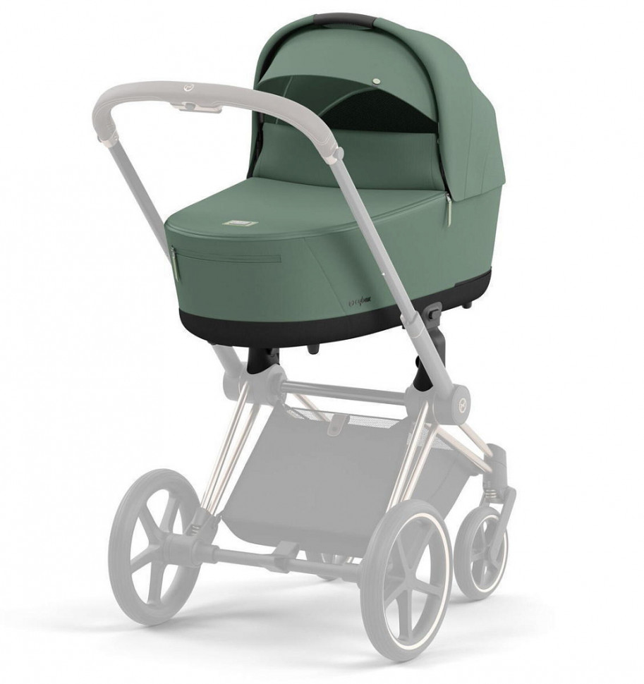 Коляска 3 в 1 Cybex Priam IV Rosegold complete и автокресло Aton B2 i-Size Steel Grey Leaf Green