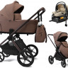 Детская коляска Peppy Soho 4 в 1 с автокреслом Welldon Crown 2 Beige и базой Cappuccino (капучино) рама шоколад
