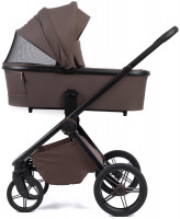 Детская коляска Peppy Monaco Plus 4 в 1 с автокреслом First Black и базой Brownie (коричневый), рама черная