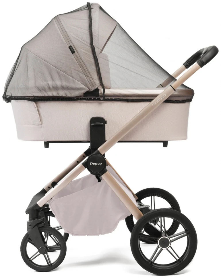 Детская коляска Peppy Monaco Plus 2 в 1 Beige (бежевый), рама беж, шлифованный алюминий