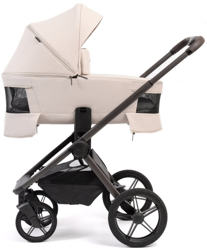Детская коляска Peppy Monaco Thermo 3 в 1 с автокреслом Verona Brown Beige (молочный), рама серо-коричневая