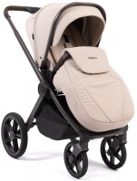 Детская коляска Peppy Monaco Thermo 4 в 1 с автокреслом First и базой Beige (молочный), рама серо-коричневая