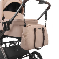 Детская коляска Peppy Soho 3 в 1 с автокреслом Welldon Crown 2 Beige Rose (пыльная роза), рама серо-бежевый