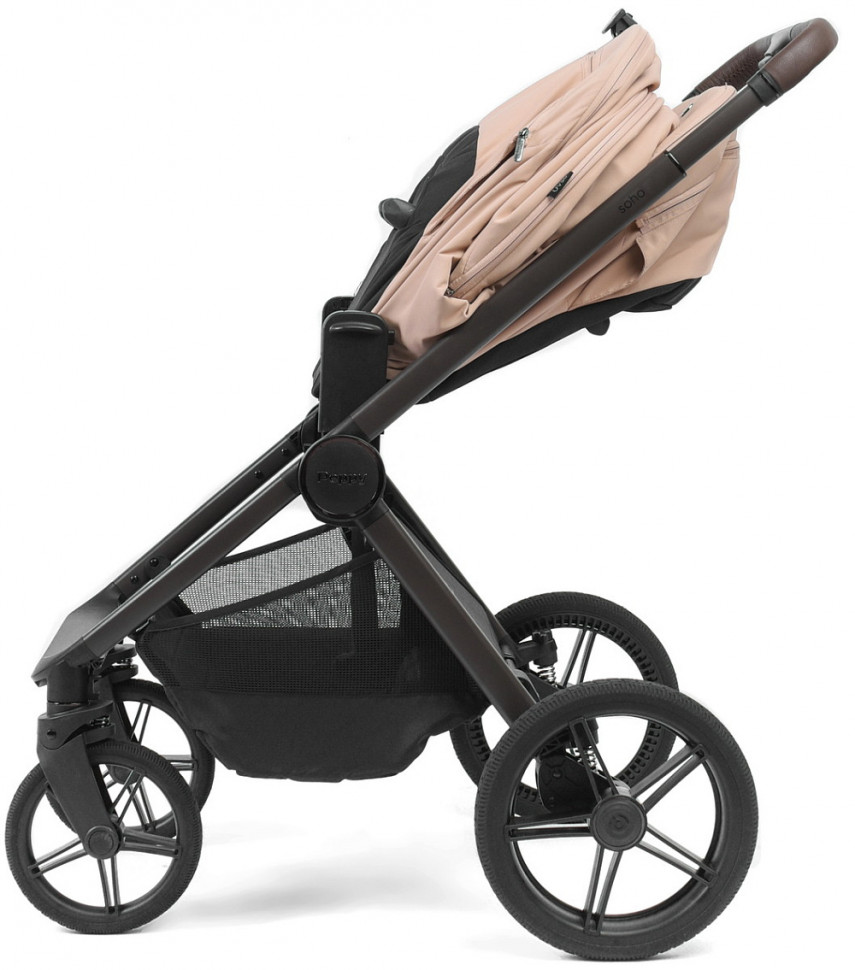 Детская коляска Peppy Soho 3 в 1 с автокреслом Welldon Crown 2 Beige Rose (пыльная роза), рама серо-бежевый