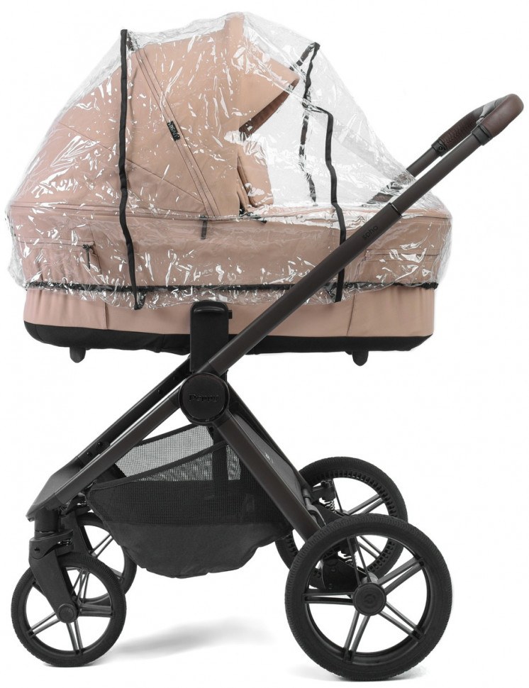 Детская коляска Peppy Soho 3 в 1 с автокреслом Welldon Crown 2 Beige Rose (пыльная роза), рама серо-бежевый
