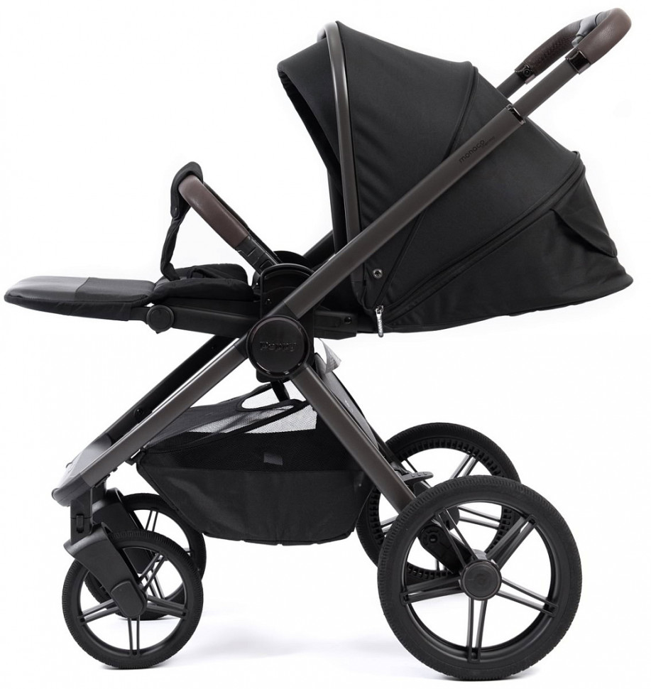 Детская коляска Peppy Monaco Thermo 4 в 1 с автокреслом Verona Brown и базой Black (черный), рама серо-коричневая