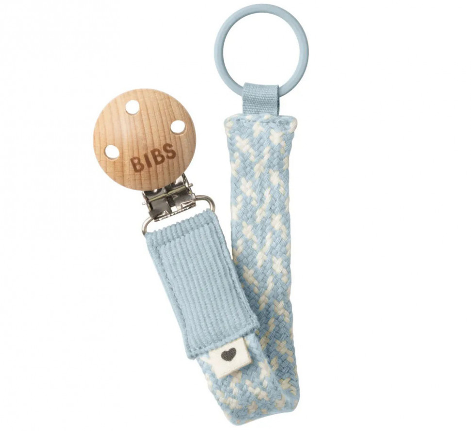 Держатель для пустышки Bibs хлопок 9401112 Baby Blue/Ivory