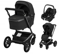 Детская коляска Maxi-Cosi Fame 3 в 1 с автокреслом CabrioFix Essential black Twillic Black/Черный