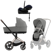 Коляска Cybex Priam IV Rosegold complete Cloud G Ocean Blue Plus Base G3 4 в 1 Mirage Grey