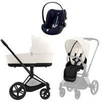Коляска Cybex Priam IV Matt Black complete Cloud G Ocean Blue Plus Base G3 4 в 1 Off White