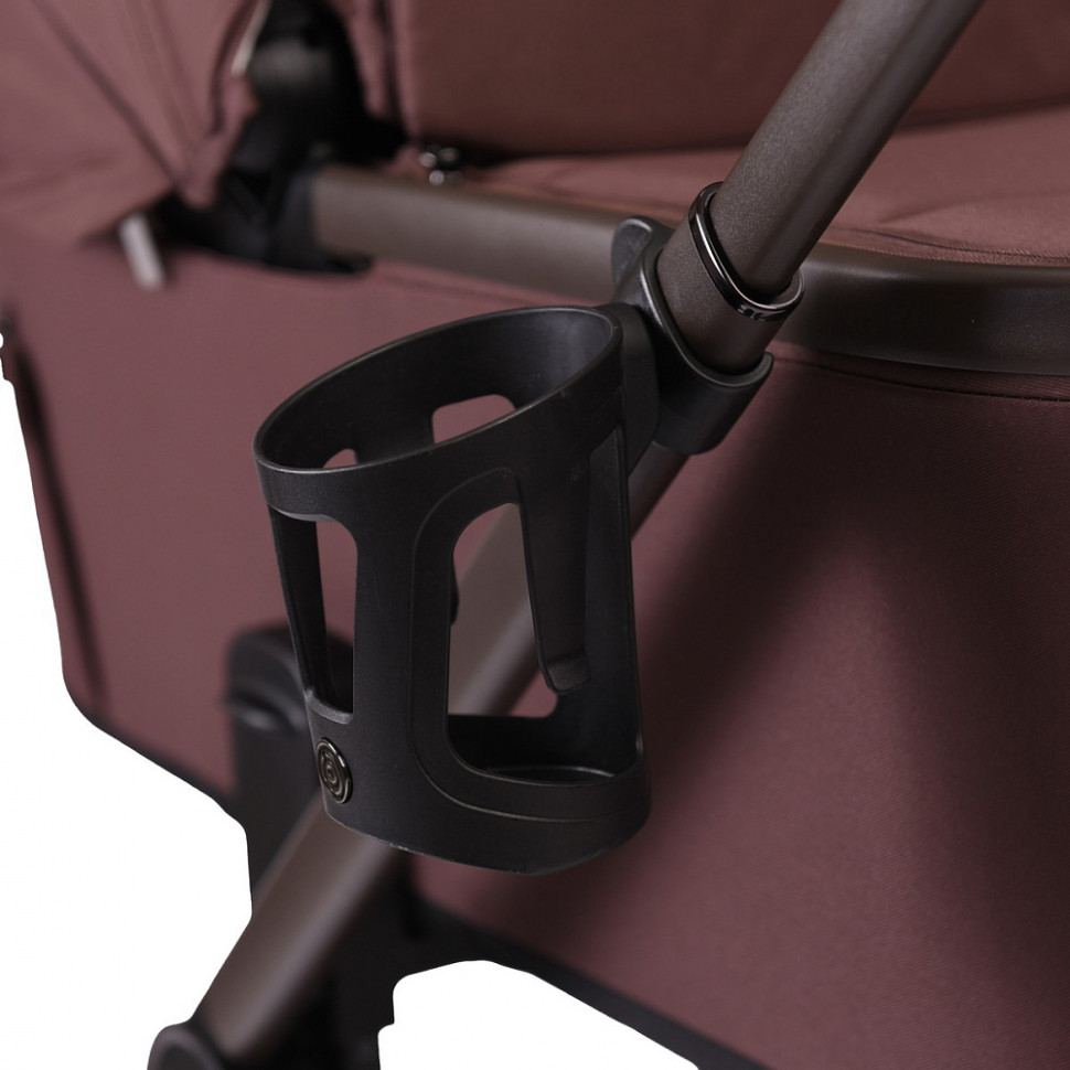 Детская коляска Peppy Monaco Plus 4 в 1 с автокреслом Verona Black и базой Burgundy (винный), рама коричневая