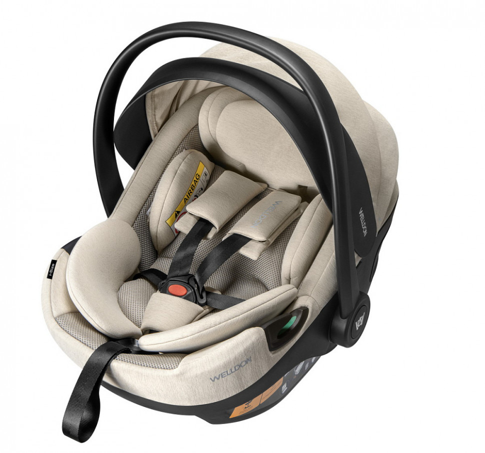 Детская коляска Peppy Monaco Thermo 3 в 1 с автокреслом Welldon Crown 2 Beige Beige (молочный), рама серо-коричневая