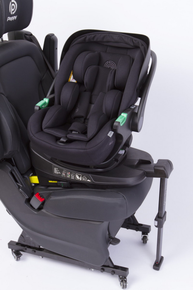 Детская коляска Peppy Monaco Thermo 4 в 1 с автокреслом Verona Black и базой Beige (молочный), рама серо-коричневая