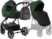 Детская коляска Tutis Enzo 4 в 1 с автокреслом Beno Black и базой 1702547 Мох/ Moss