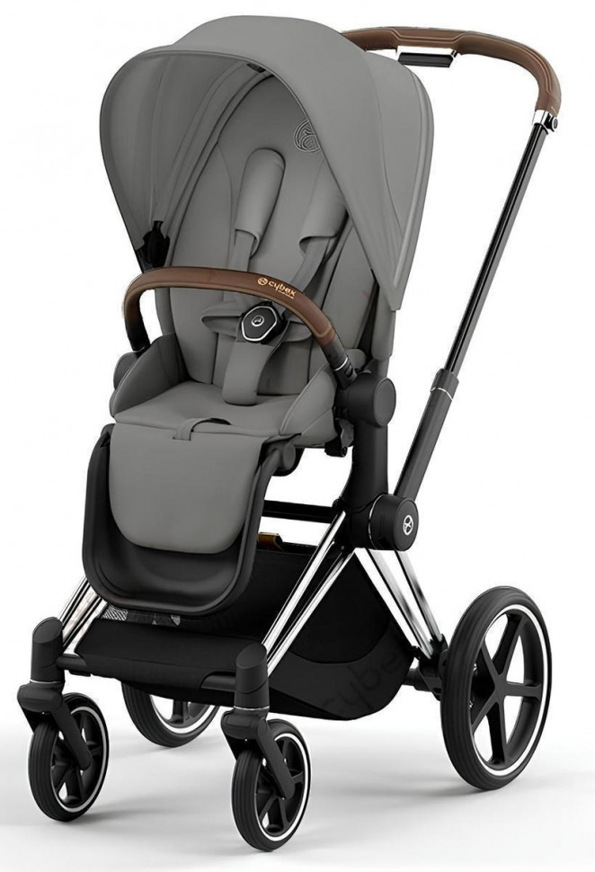 Коляска 3 в 1 Cybex Priam IV Chrome Brown complete и автокресло Aton S2 i-Size Hibiscus Red Mirage Grey