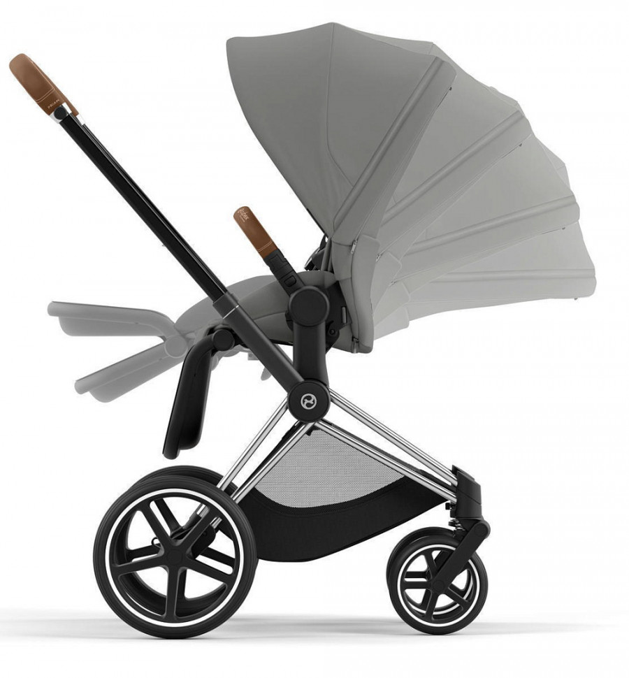 Коляска 3 в 1 Cybex Priam IV Chrome Brown complete и автокресло Aton S2 i-Size Hibiscus Red Mirage Grey