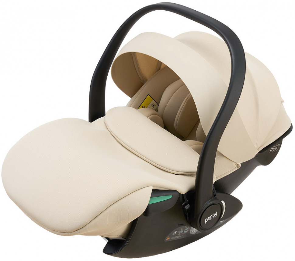 Детская коляска Peppy Soho 3 в 1 с автокреслом Jet Beige Taupe (бежевый), рама серо-бежевый