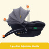 Детская коляска Peppy Monaco Plus 4 в 1 с автокреслом Jovikids Aria Black и базой Oliva Green (зеленый), рама серая