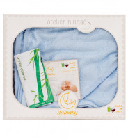 Комплект для купания Italbaby полотенце 100х100, варежка, бамбук голубой