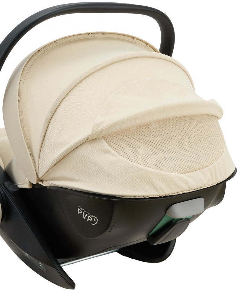 Детская коляска Peppy Monaco Thermo 4 в 1 с автокреслом Jet Beige и базой Beige (молочный), рама серо-коричневая