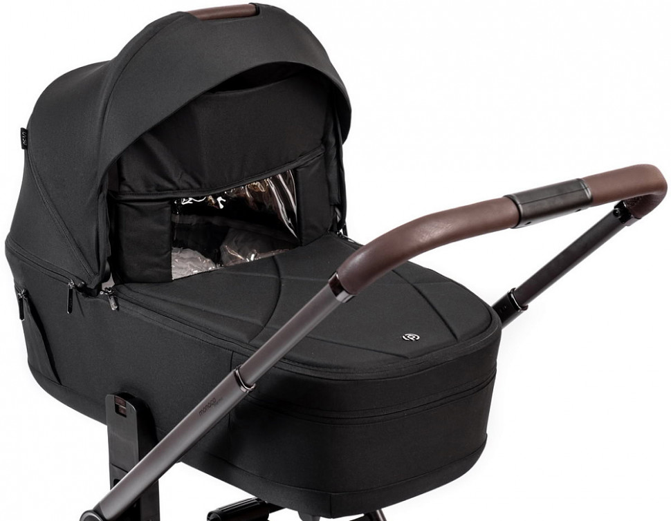 Детская коляска Peppy Monaco Thermo 3 в 1 с автокреслом Verona Black Black (черный), рама серо-коричневая