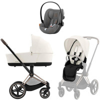 Коляска Cybex Priam IV Rosegold complete Cloud G Lava Grey Base G3 4 в 1 Off White