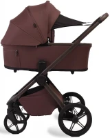 Детская коляска Peppy Monaco Plus 2 в 1 Burgundy (винный), рама коричневая