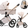 Детская коляска Peppy Monaco Plus 3 в 1 с автокреслом Verona Beige Beige (бежевый), рама беж, шлифованный алюминий