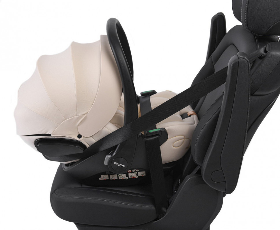 Детская коляска Peppy Monaco Plus 3 в 1 с автокреслом Verona Beige Beige (бежевый), рама беж, шлифованный алюминий