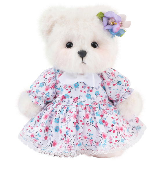 Мягкая игрушка TeddyTales Lina Медведь Незабудка пудинговый цвет с костюмом XS 15 см TT895132