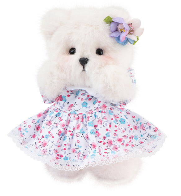 Мягкая игрушка TeddyTales Lina Медведь Незабудка пудинговый цвет с костюмом XS 15 см TT895132