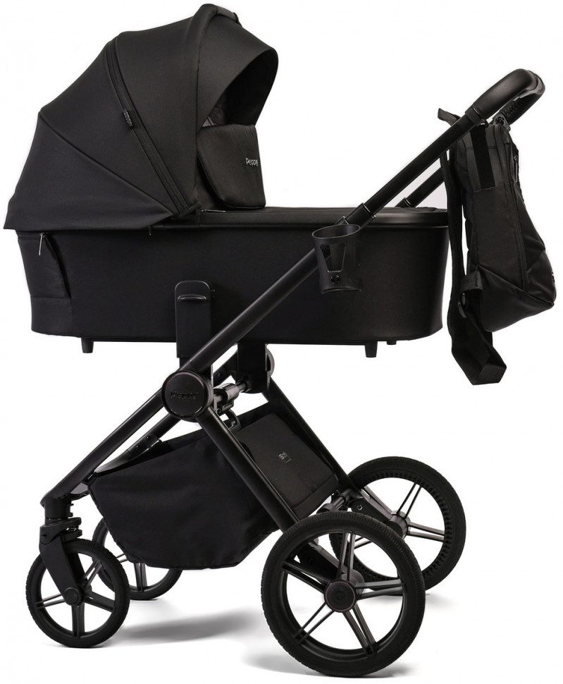 Детская коляска Peppy Monaco Plus 3 в 1 с автокреслом Verona Beige Black (черный), рама черная