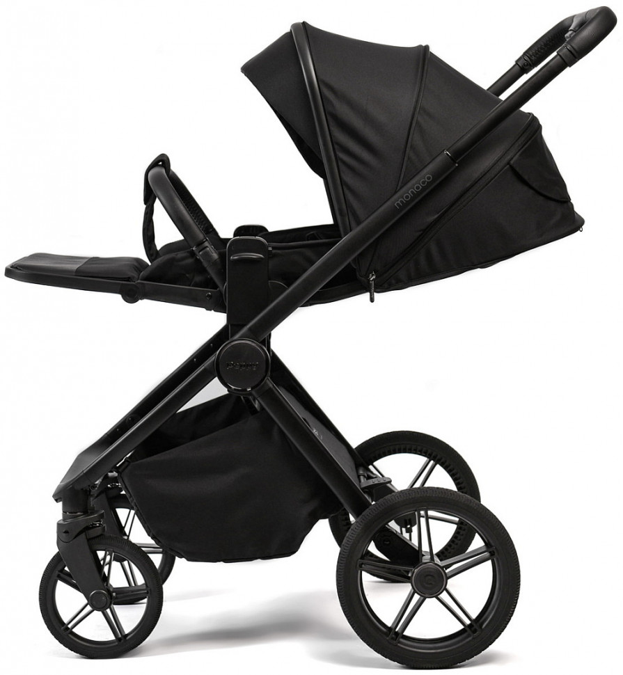 Детская коляска Peppy Monaco Plus 3 в 1 с автокреслом Verona Beige Black (черный), рама черная